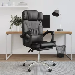 fekete műbőr dönthető irodai masszázsszék