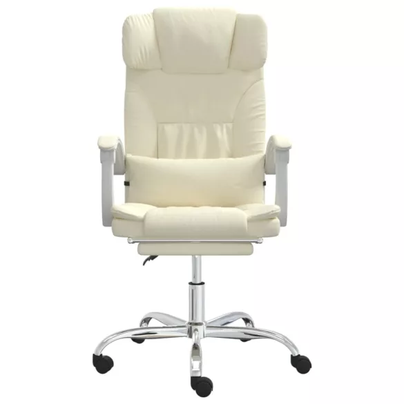 krémszínű műbőr dönthető masszázsfotel