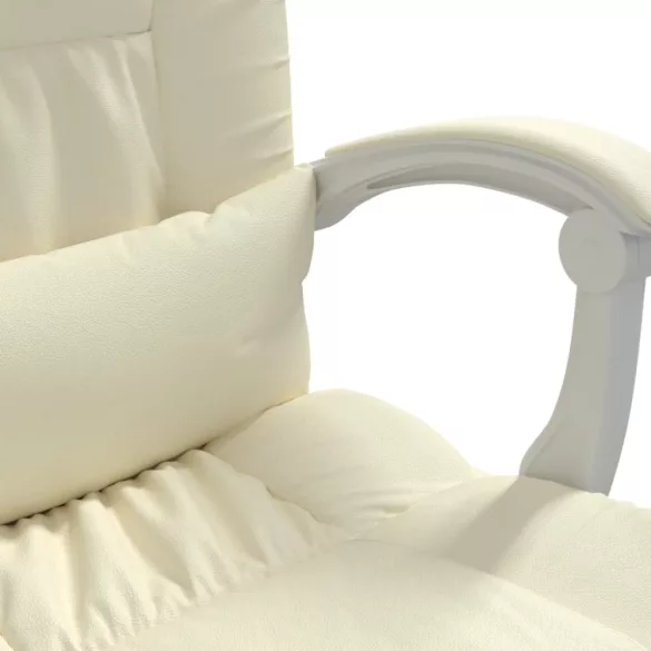 krémszínű műbőr dönthető masszázsfotel