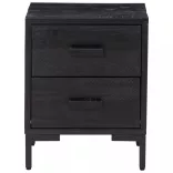 fekete tömör újrahasznosított fenyőfa éjjeliszekrény 36x30x45cm