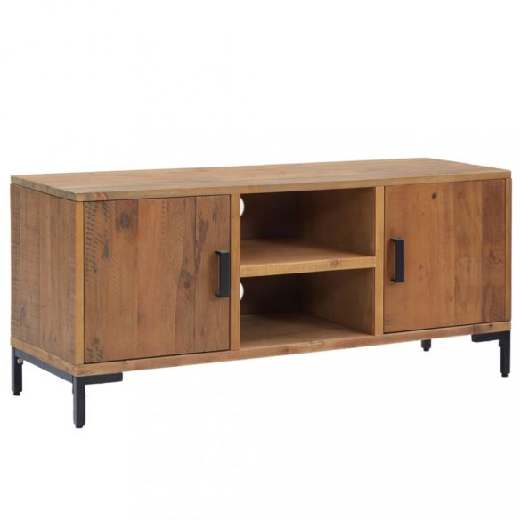 barna tömör újrahasznosított fenyőfa TV-szekrény 110x35x48 cm