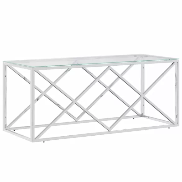 üveg és rozsdamentes acél dohányzóasztal 110x45x45 cm