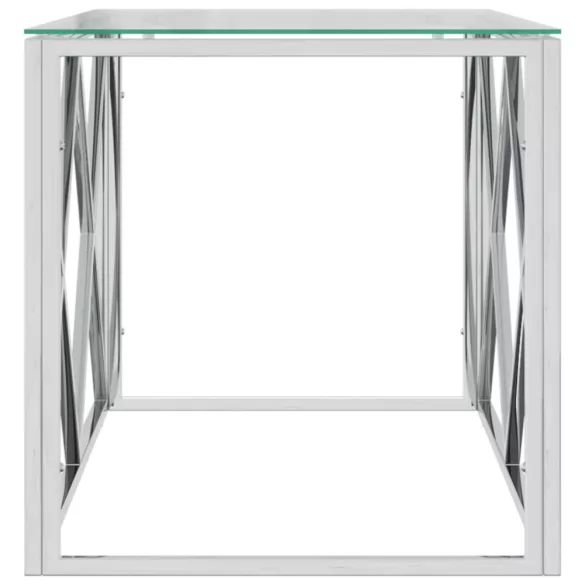 üveg és rozsdamentes acél dohányzóasztal 110x45x45 cm