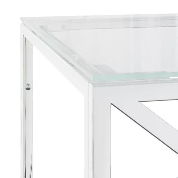üveg és rozsdamentes acél dohányzóasztal 110x45x45 cm