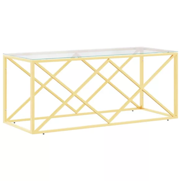 üveg és rozsdamentes acél dohányzóasztal 110x45x45 cm