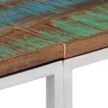 ezüstszínű rozsdamentes acél és tömör fa tálalóasztal