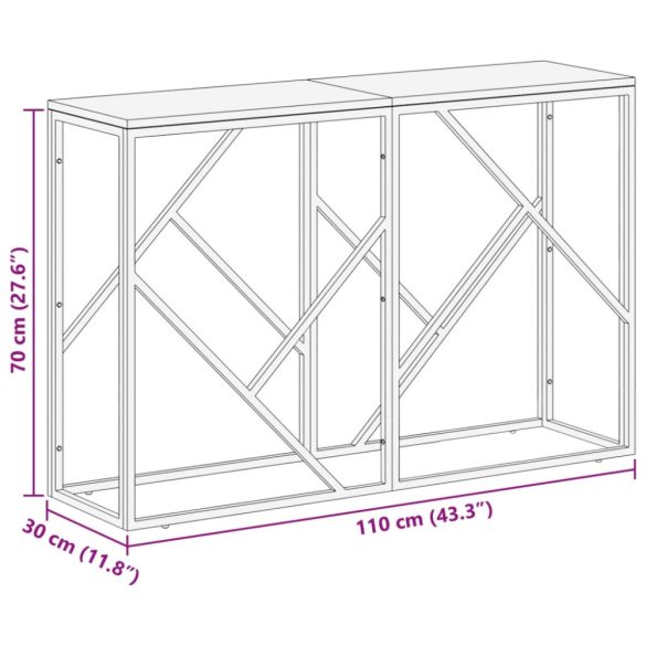 ezüstszínű rozsdamentes acél és tömör fa tálalóasztal