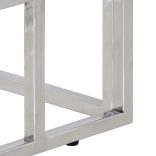 ezüstszínű rozsdamentes acél és edzett üveg tálalóasztal