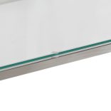 ezüstszínű rozsdamentes acél és edzett üveg tálalóasztal