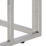 ezüstszínű rozsdamentes acél és edzett üveg tálalóasztal