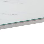 ezüstszínű rozsdamentes acél és edzett üveg tálalóasztal