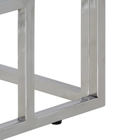 ezüst rozsdamentes acél és újrahasznosított fa tálalóasztal