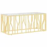 üveg és rozsdamentes acél dohányzóasztal 110x45x45 cm