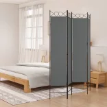 4 paneles antracitszürke szövet térelválasztó 160 x 200 cm