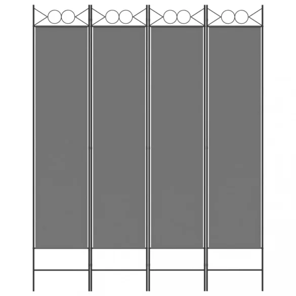 4 paneles antracitszürke szövet térelválasztó 160 x 200 cm