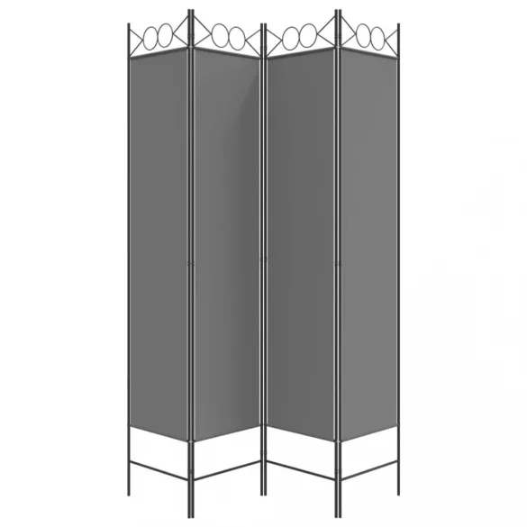 4 paneles antracitszürke szövet térelválasztó 160 x 200 cm