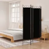 4 paneles fekete szövet térelválasztó 160x200 cm