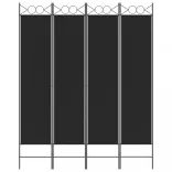 4 paneles fekete szövet térelválasztó 160x200 cm
