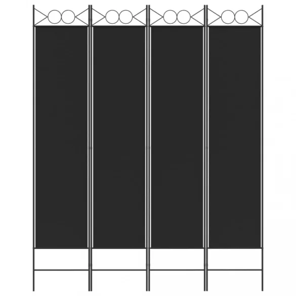 4 paneles fekete szövet térelválasztó 160x200 cm
