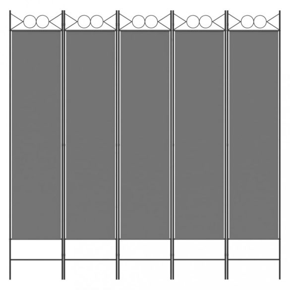 5 paneles antracitszürke szövet térelválasztó 200x200 cm