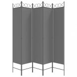 5 paneles antracitszürke szövet térelválasztó 200x200 cm