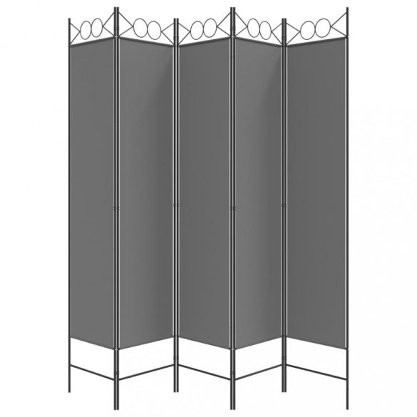 5 paneles antracitszürke szövet térelválasztó 200x200 cm