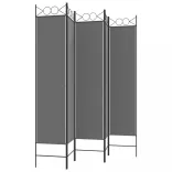 5 paneles antracitszürke szövet térelválasztó 200x200 cm