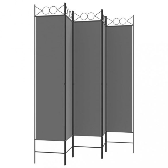 5 paneles antracitszürke szövet térelválasztó 200x200 cm