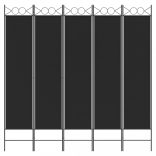 5 paneles fekete szövet térelválasztó 200x200 cm