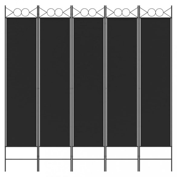 5 paneles fekete szövet térelválasztó 200x200 cm