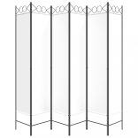 6-paneles fehér szövet térelválasztó 240 x 200 cm