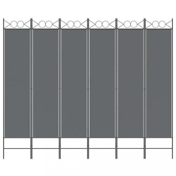 6 paneles antracitszürke szövet térelválasztó 240x200 cm