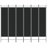 6-paneles fekete szövet térelválasztó 240 x 200 cm