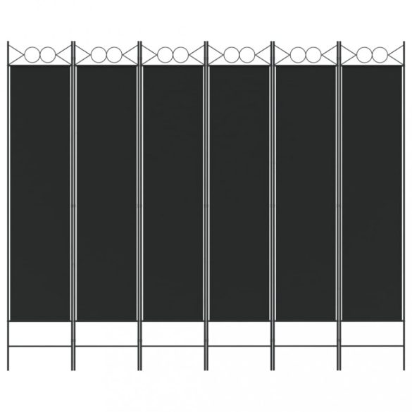6-paneles fekete szövet térelválasztó 240 x 200 cm