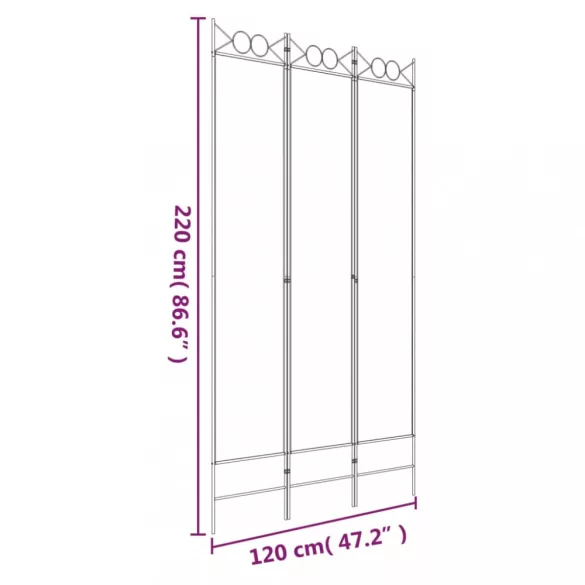 3 paneles fekete szövet térelválasztó 120 x 220 cm
