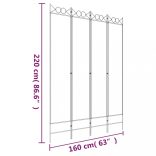 4 paneles fehér szövet térelválasztó 160x220 cm