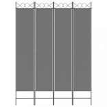 4 paneles antracitszürke szövet térelválasztó 160x220 cm
