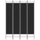 4 paneles fekete szövet térelválasztó 160x220 cm