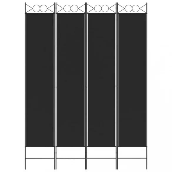 4 paneles fekete szövet térelválasztó 160x220 cm