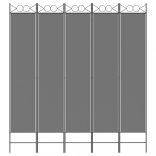 5 paneles antracitszürke szövet térelválasztó 200x220 cm