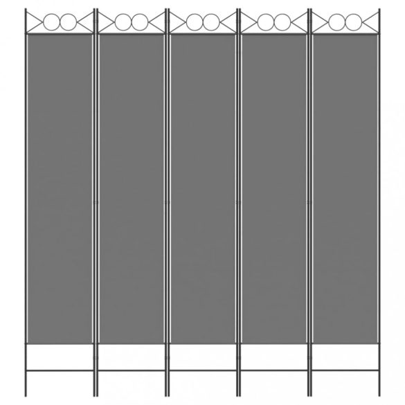 5 paneles antracitszürke szövet térelválasztó 200x220 cm