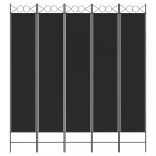 5 paneles fekete szövet térelválasztó 200x220 cm