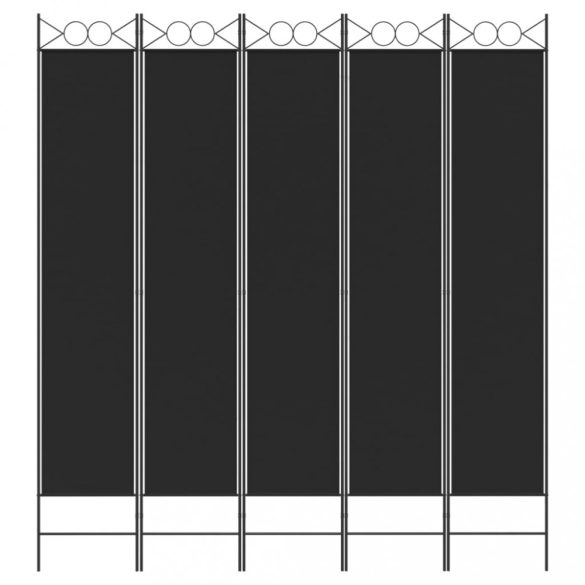 5 paneles fekete szövet térelválasztó 200x220 cm