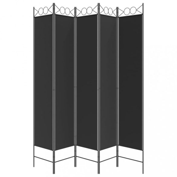 5 paneles fekete szövet térelválasztó 200x220 cm