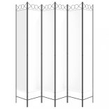 6-paneles fehér szövet térelválasztó 240x220 cm