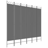 6 paneles antracitszürke szövet térelválasztó 240 x 220 cm