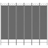 6 paneles antracitszürke szövet térelválasztó 240 x 220 cm