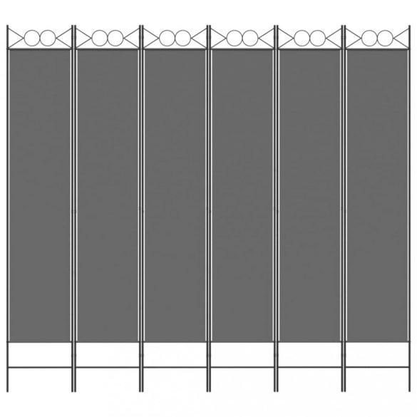 6 paneles antracitszürke szövet térelválasztó 240 x 220 cm