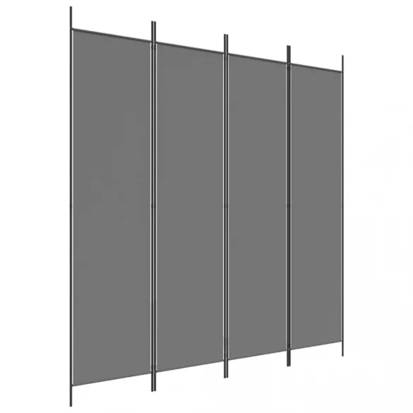 4 paneles antracitszürke szövet térelválasztó 200x200 cm
