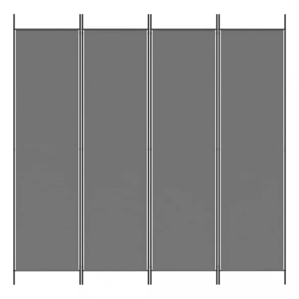 4 paneles antracitszürke szövet térelválasztó 200x200 cm